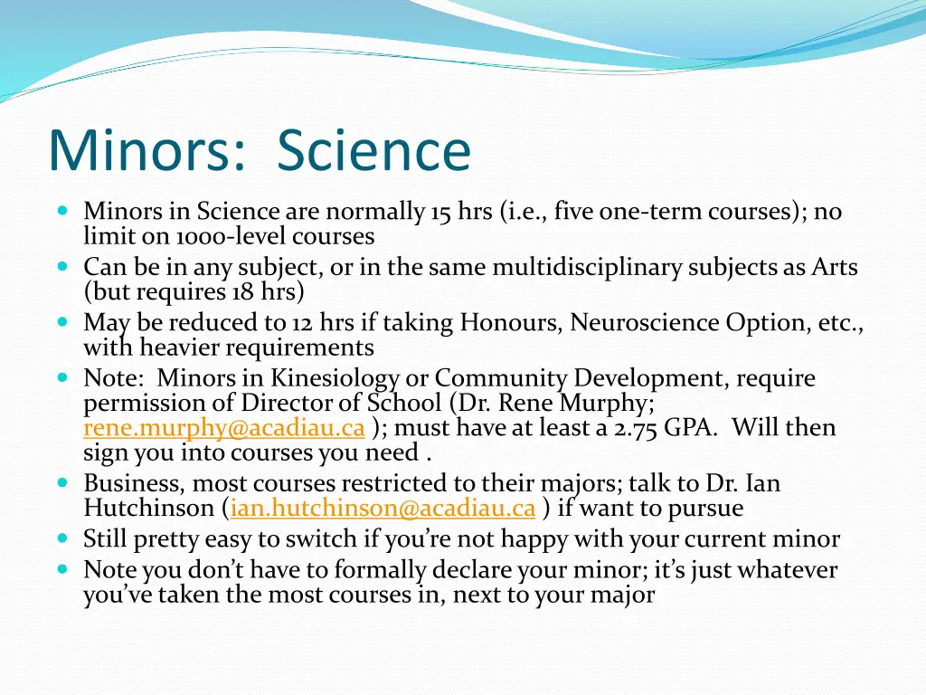 minors science