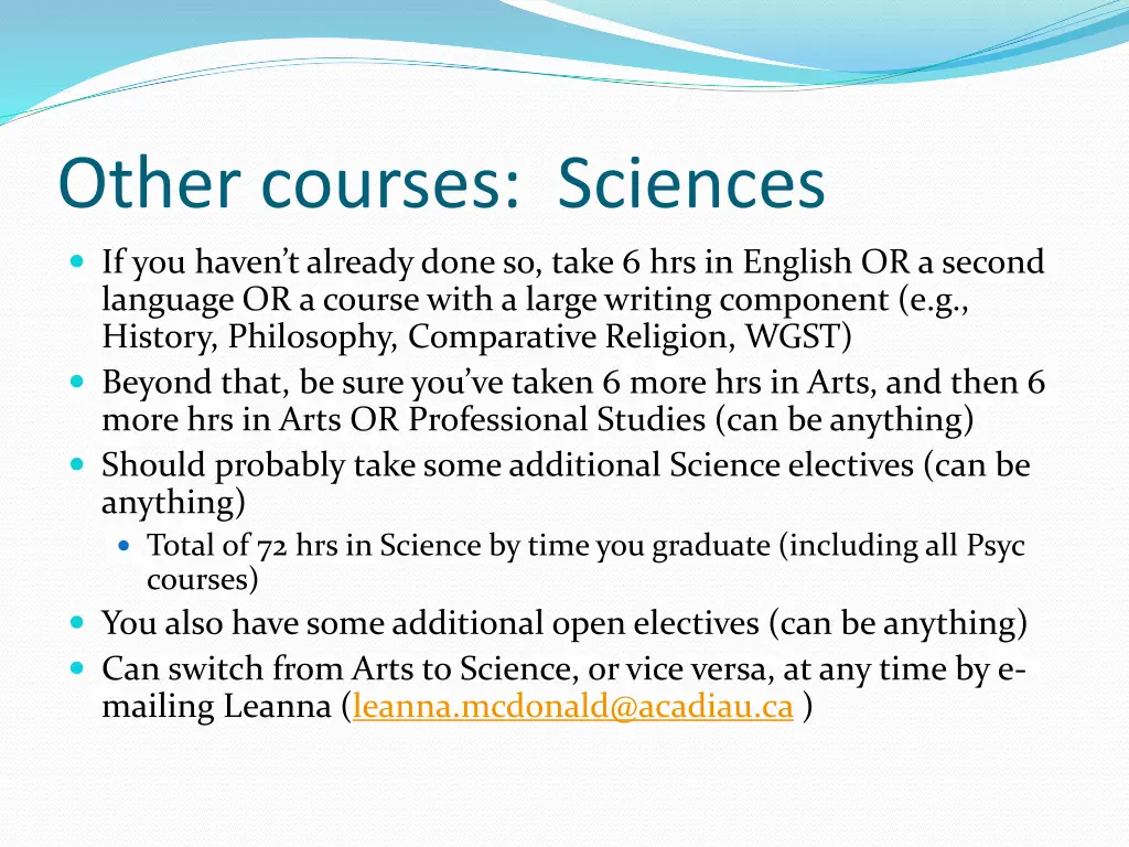 other courses sciences