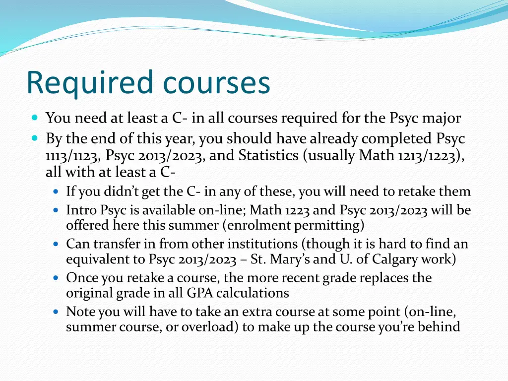 required courses