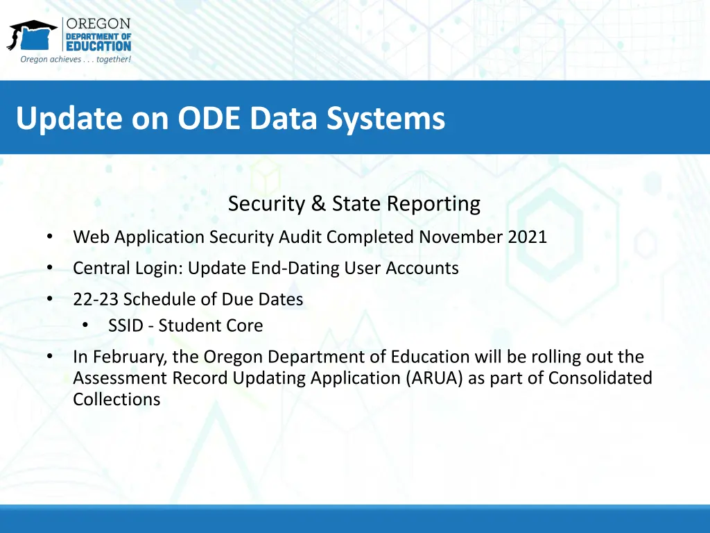 update on ode data systems
