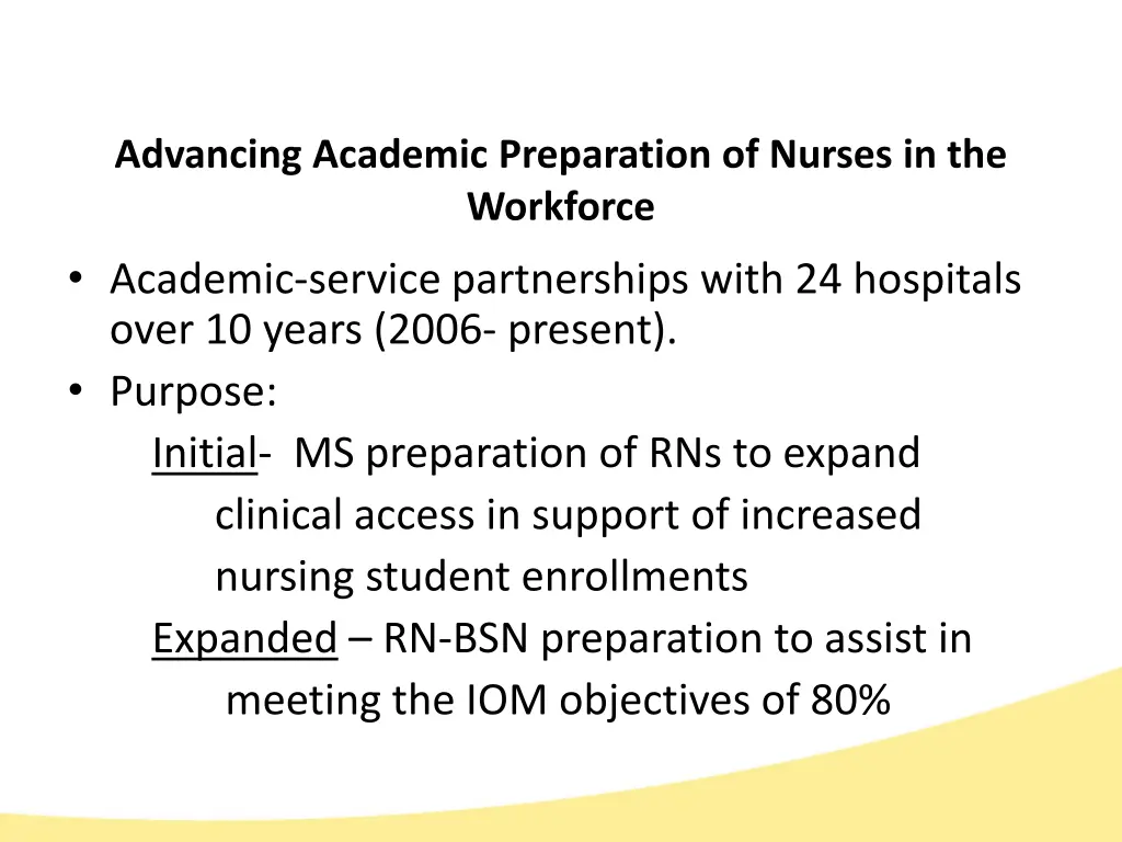 advancing academic preparation of nurses