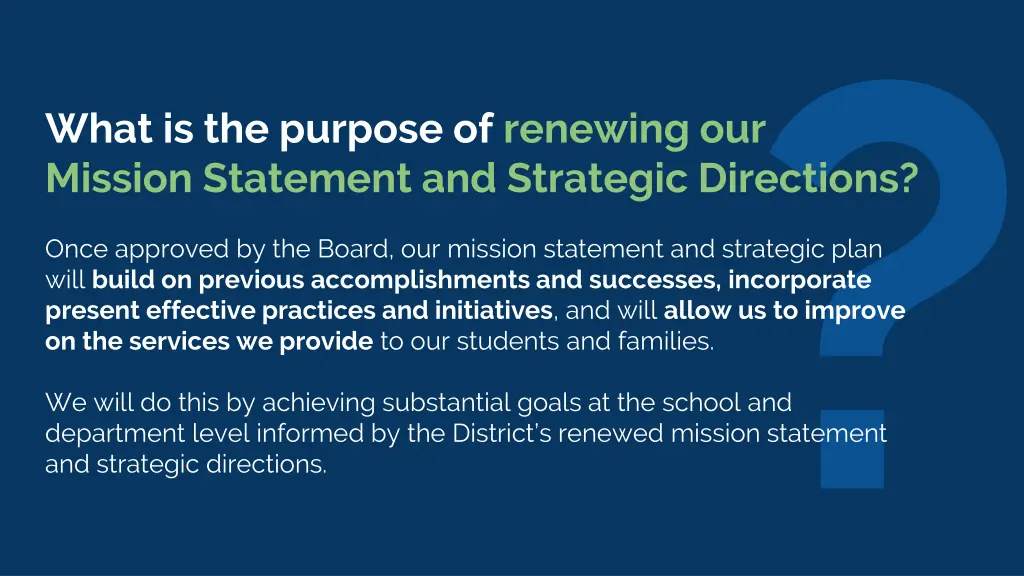 what is the purpose of renewing our mission