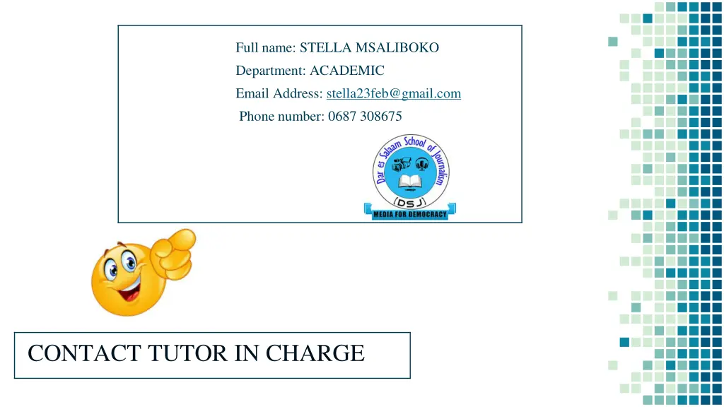 full name stella msaliboko department academic