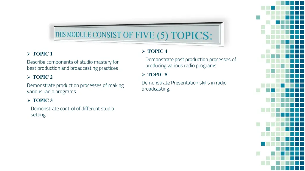 topic 4 demonstrate post production processes