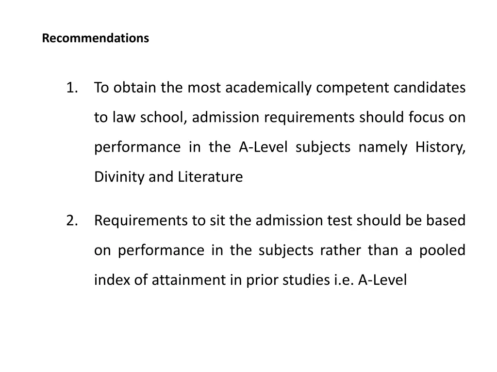 recommendations