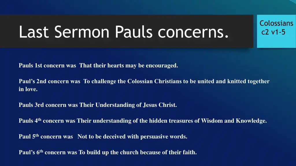 last sermon pauls concerns