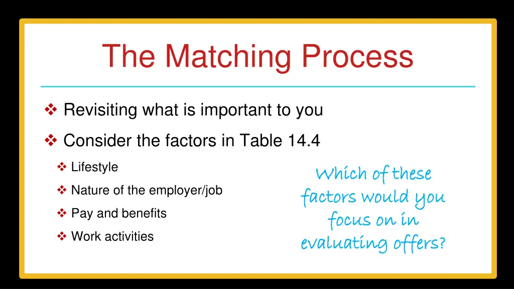 the matching process