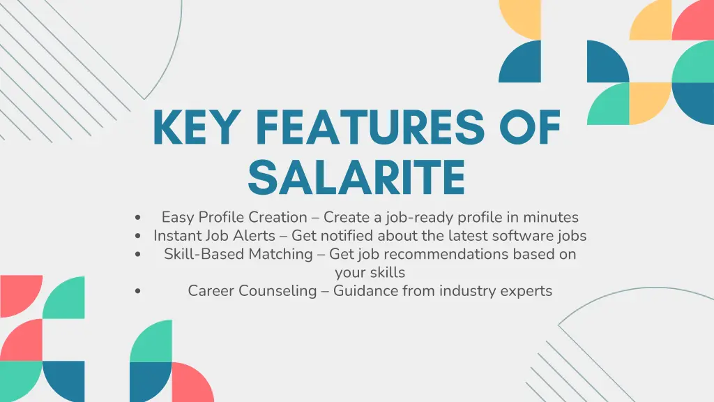 key features of salarite easy profile creation
