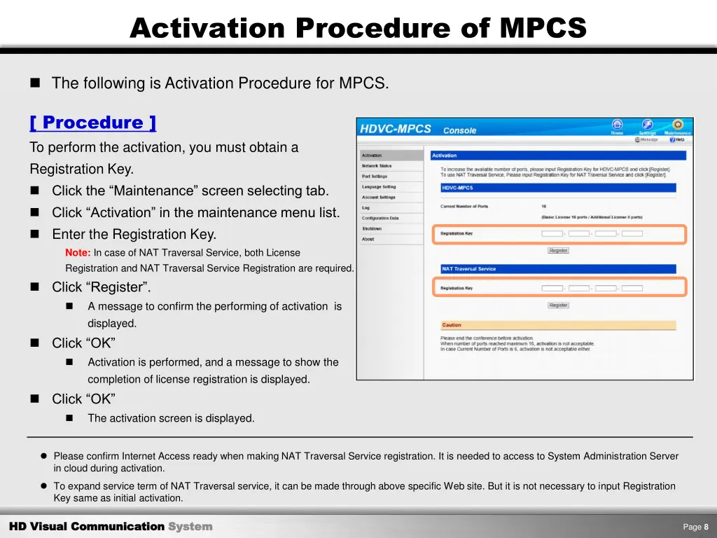 activation procedure of mpcs