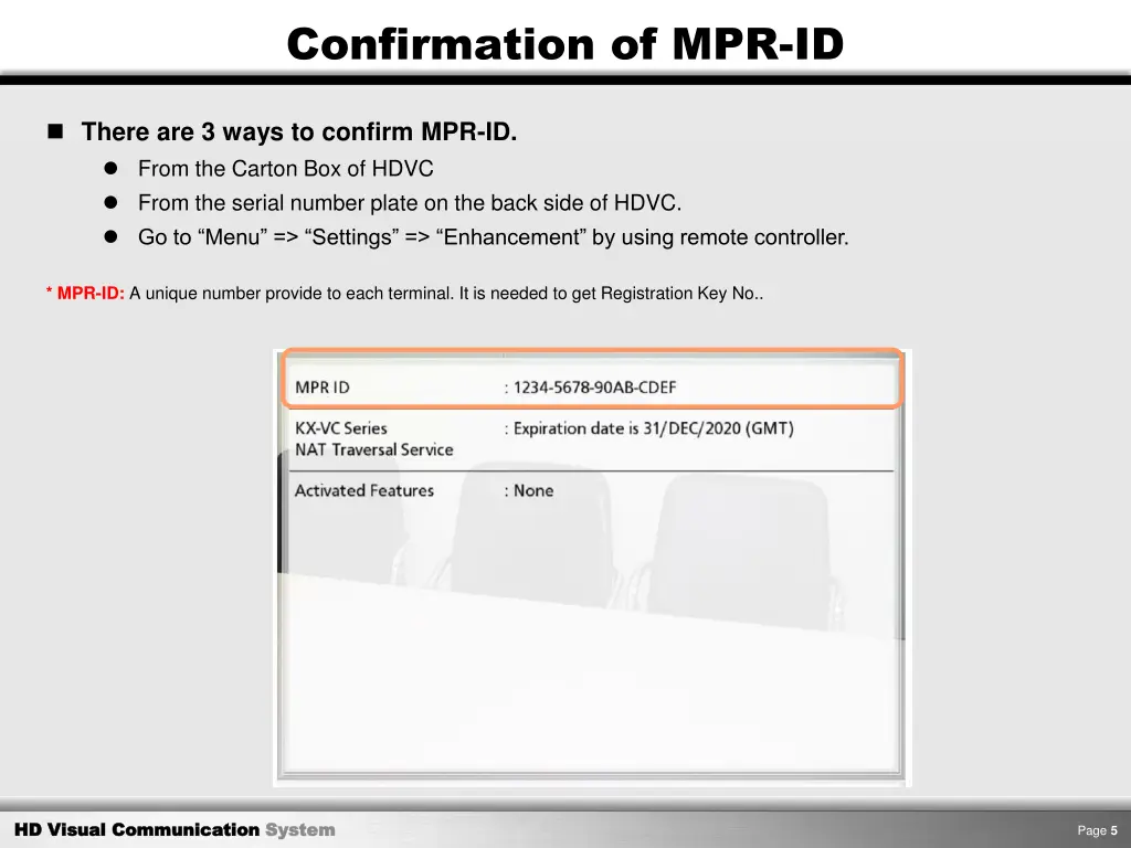 confirmation of mpr id