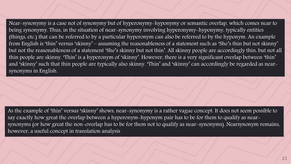 near synonymy is a case not of synonymy