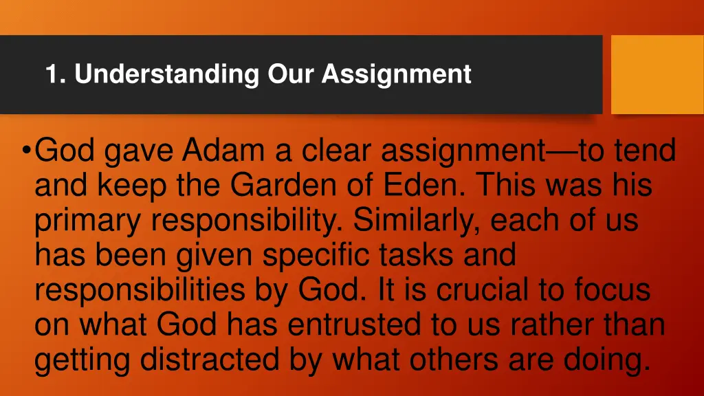 1 understanding our assignment