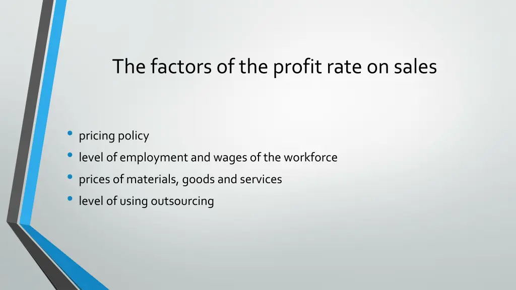 the factors of the profit rate on sales