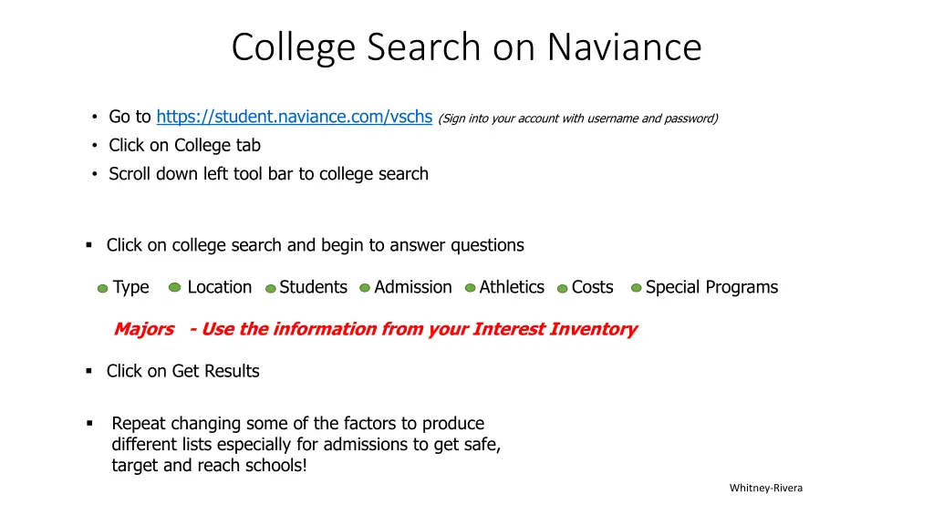 college search on naviance