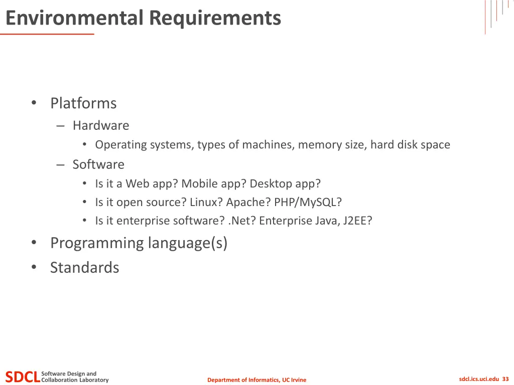 environmental requirements