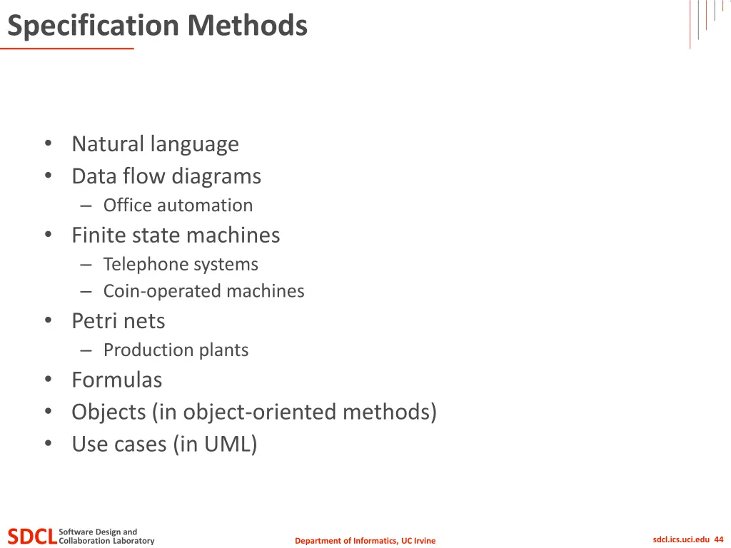 specification methods