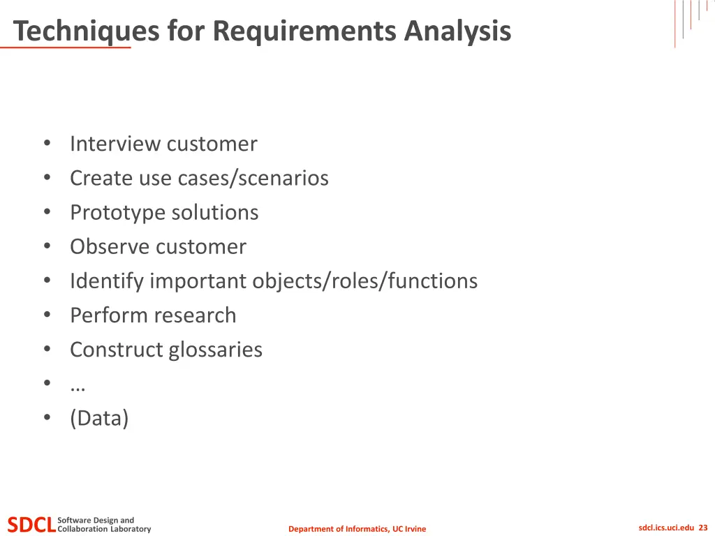 techniques for requirements analysis