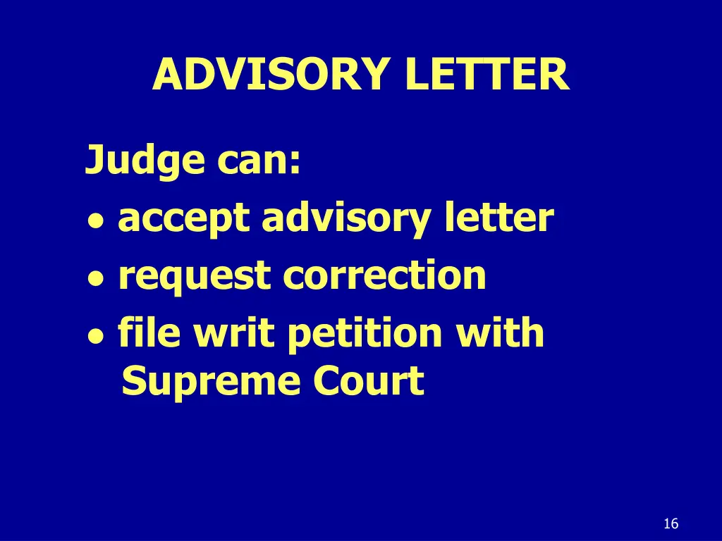 advisory letter