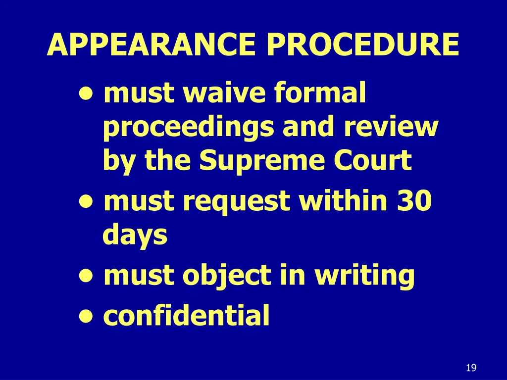 appearance procedure must waive formal