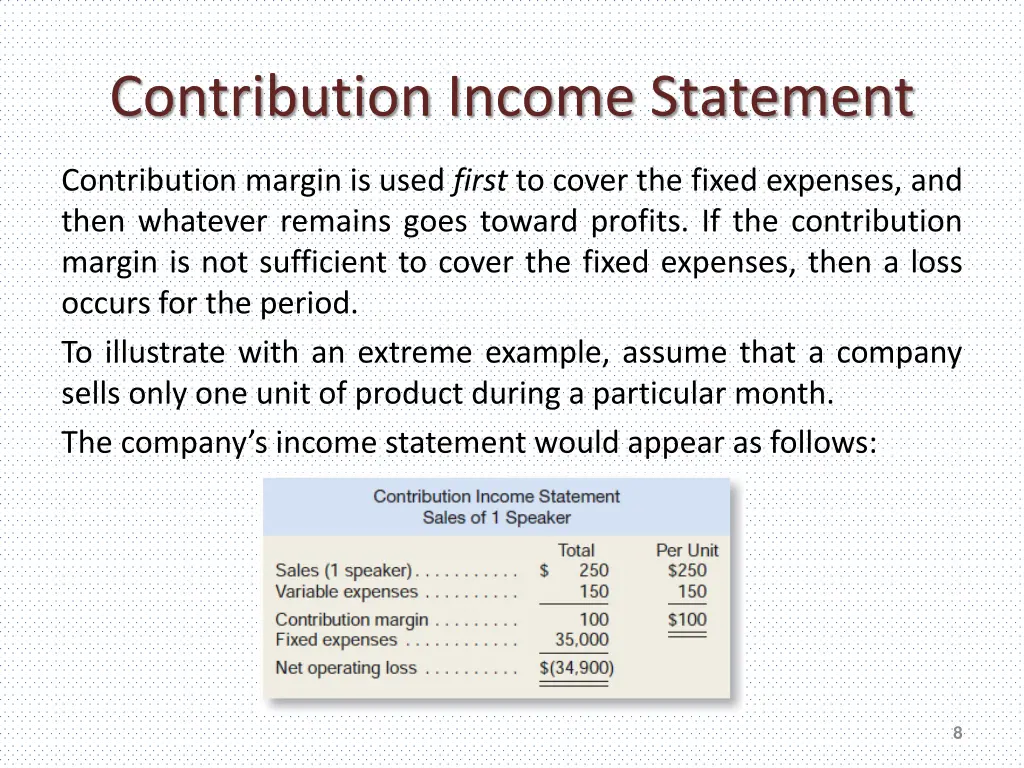 contribution income statement 1
