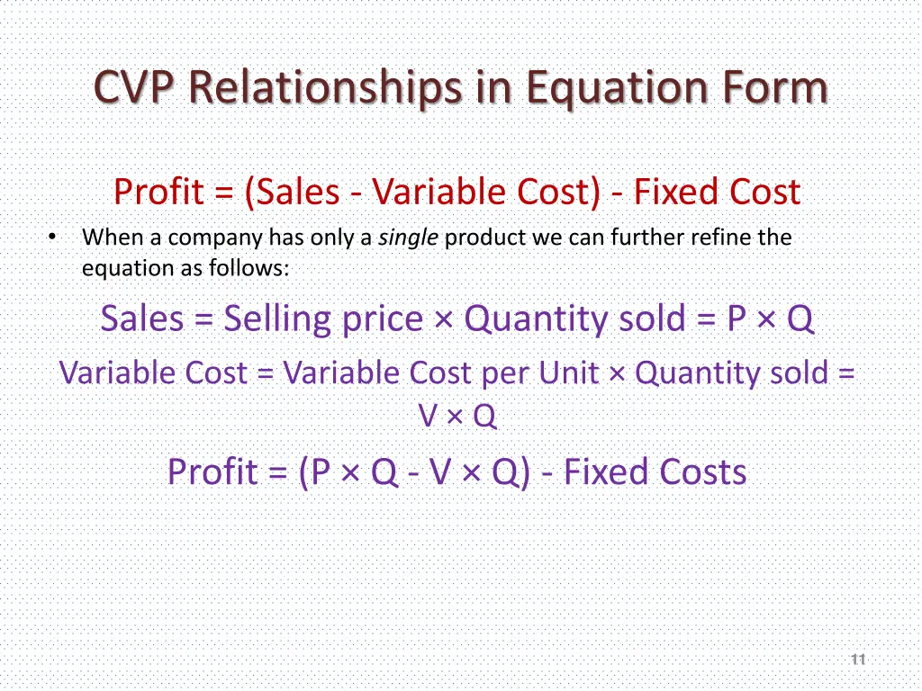 cvp relationships in equation form