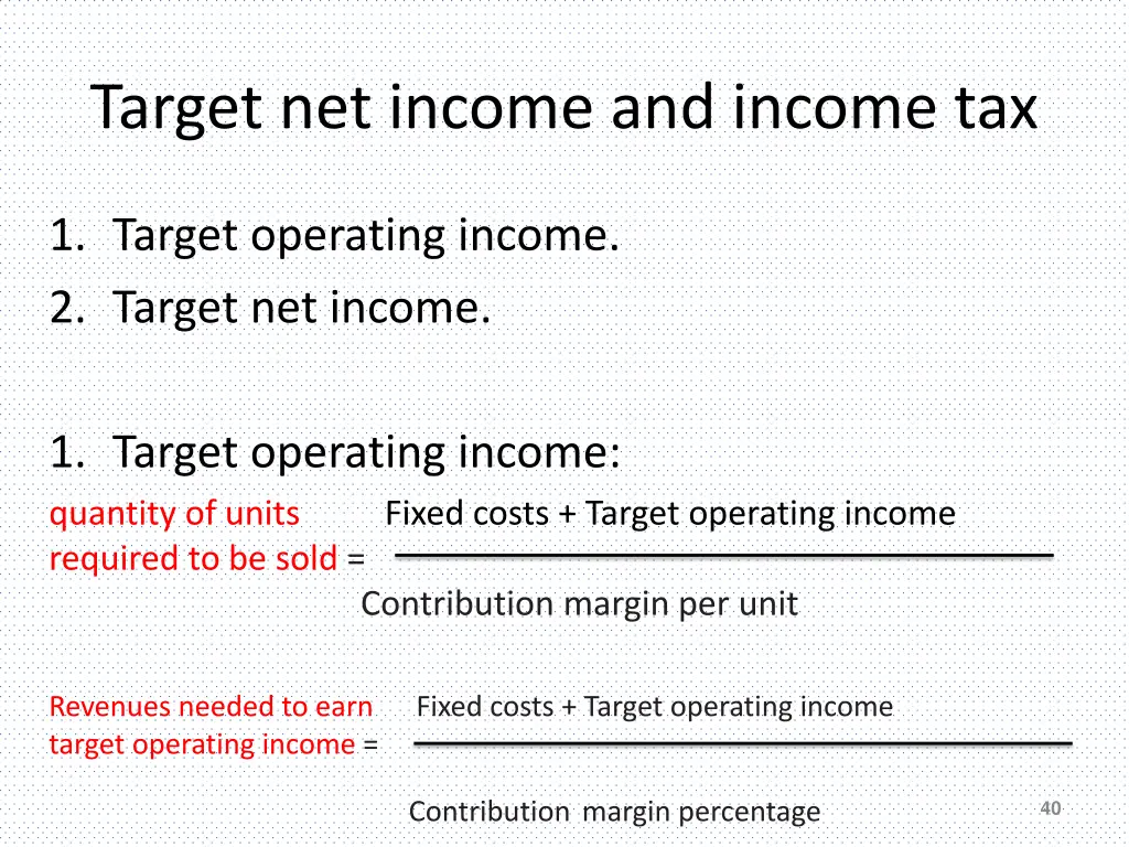 target net income and income tax