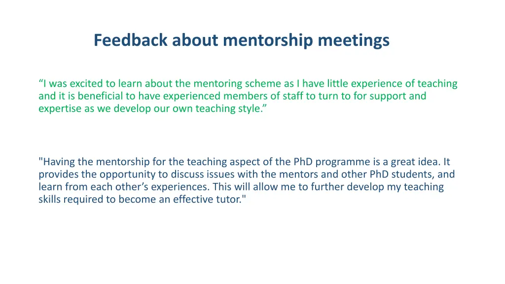 feedback about mentorship meetings