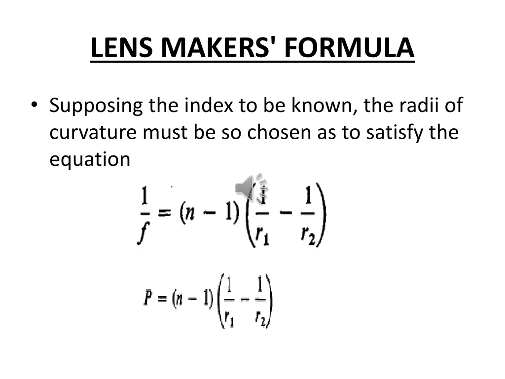 lens makers formula
