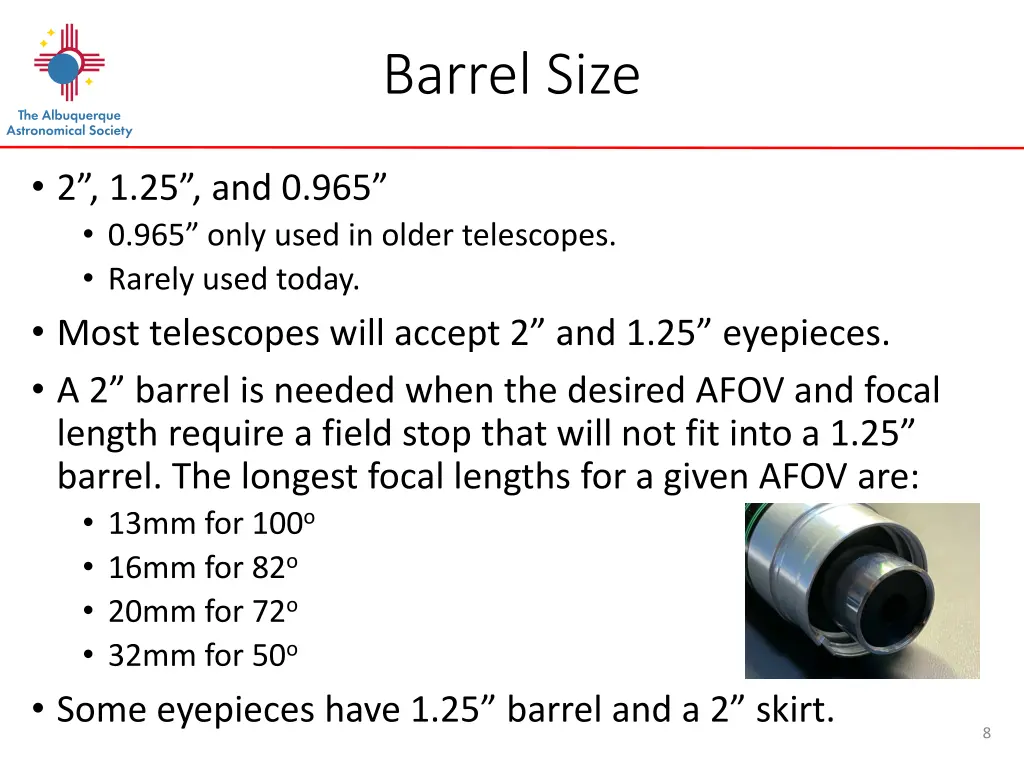 barrel size