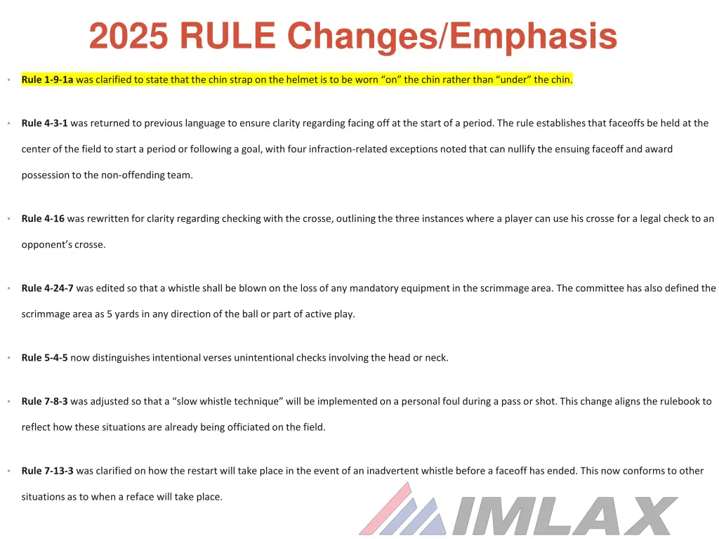 2025 rule changes emphasis