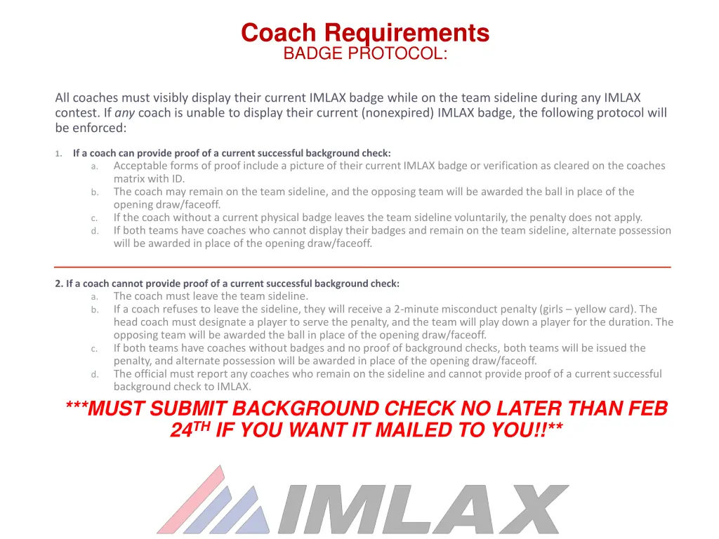 coach requirements badge protocol