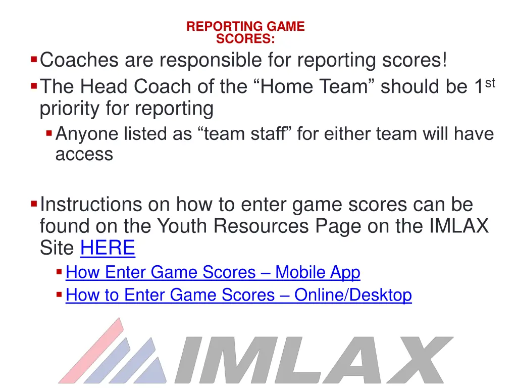 reporting game scores