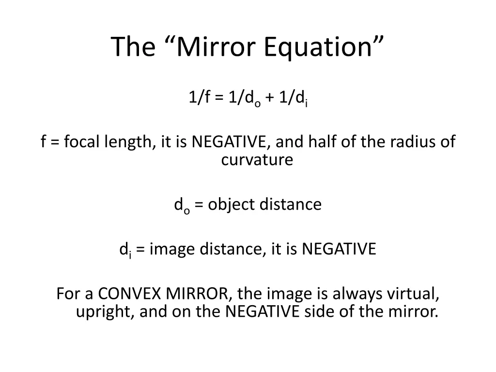 the mirror equation