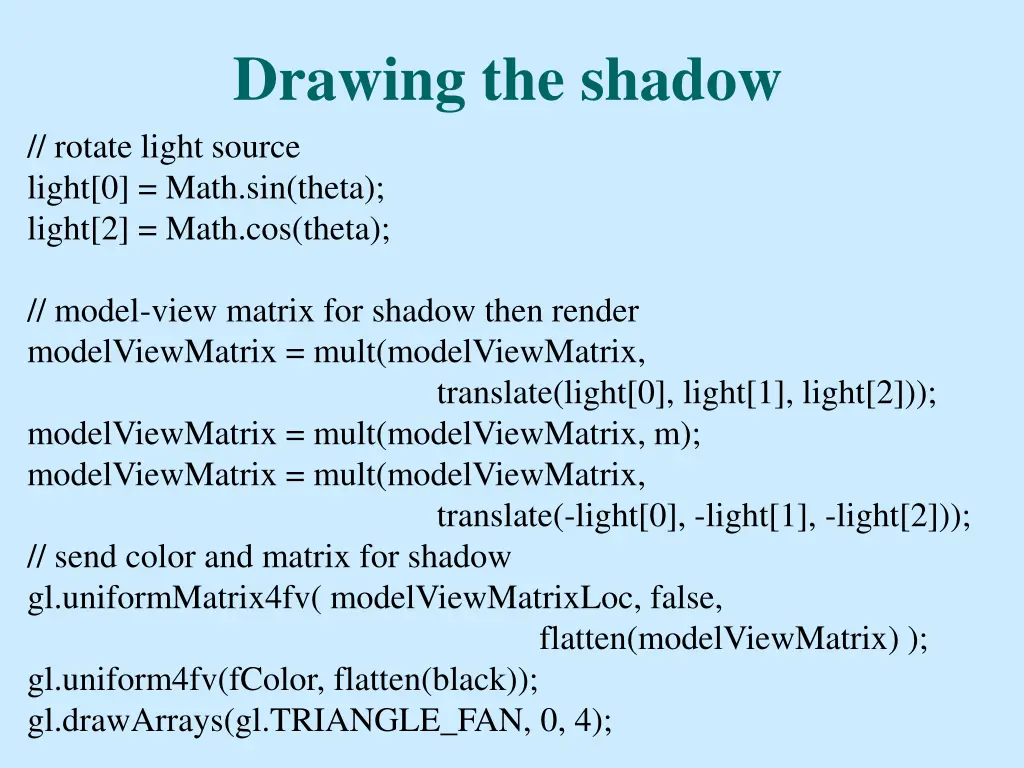 drawing the shadow rotate light source light