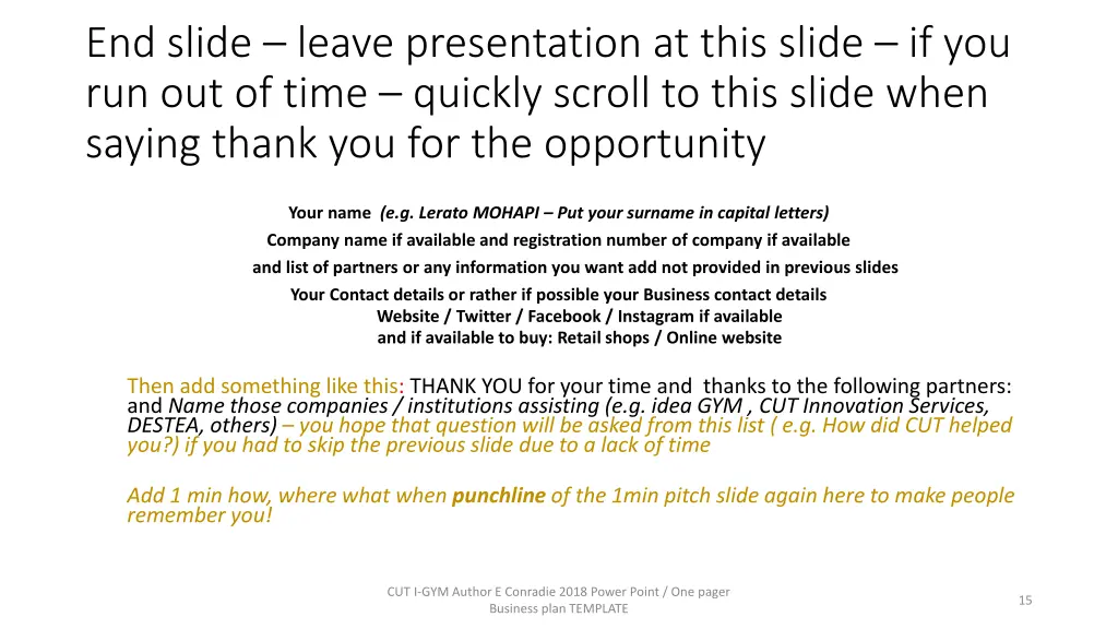 end slide leave presentation at this slide