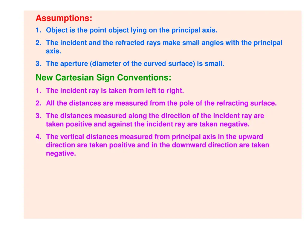 assumptions 1 object is the point object lying