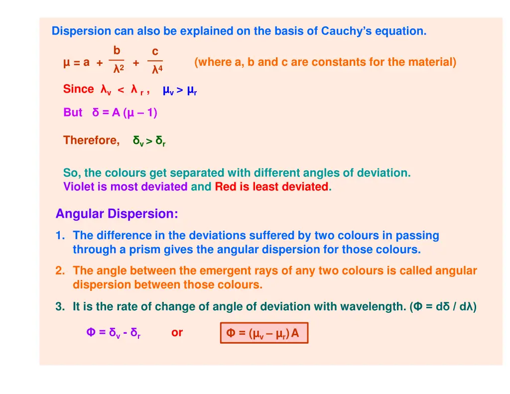 dispersion can also be explained on the basis