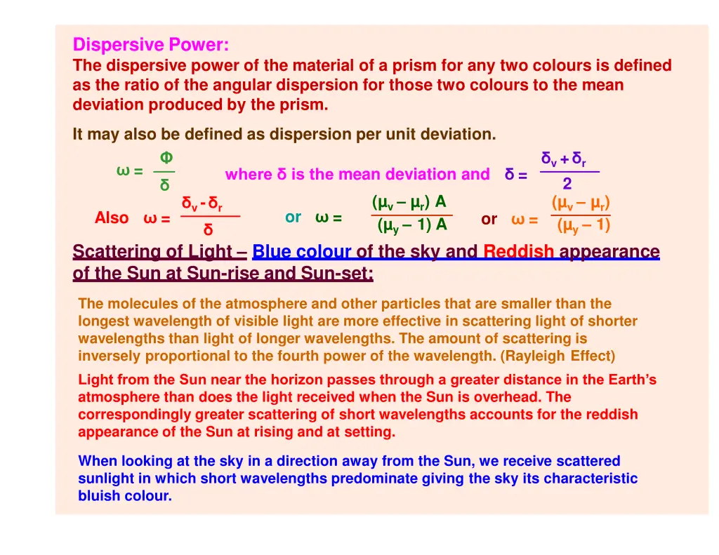 dispersive power the dispersive power