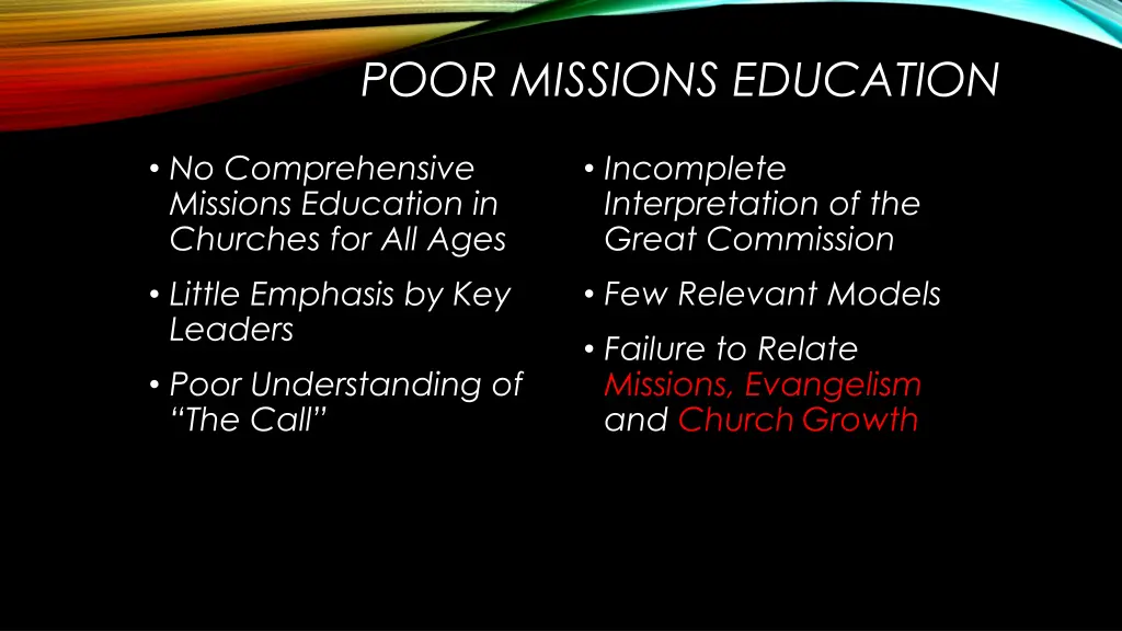 poor missions education