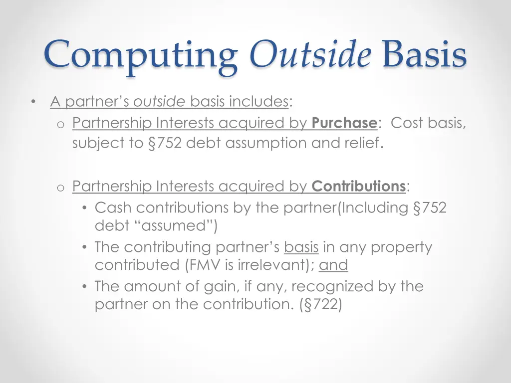 computing outside basis
