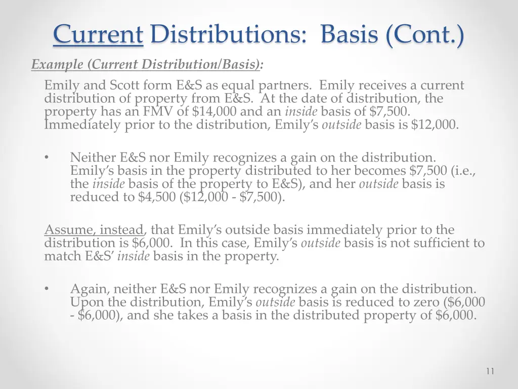 current distributions basis cont