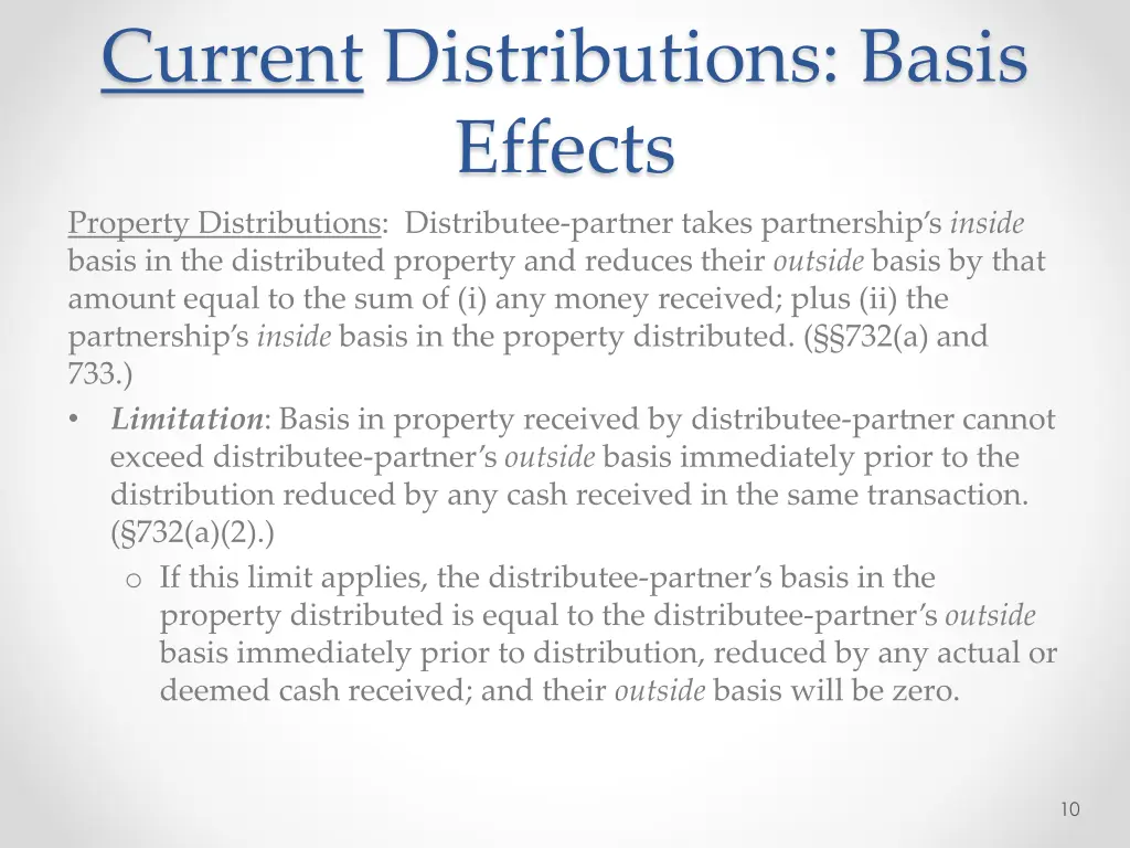 current distributions basis effects