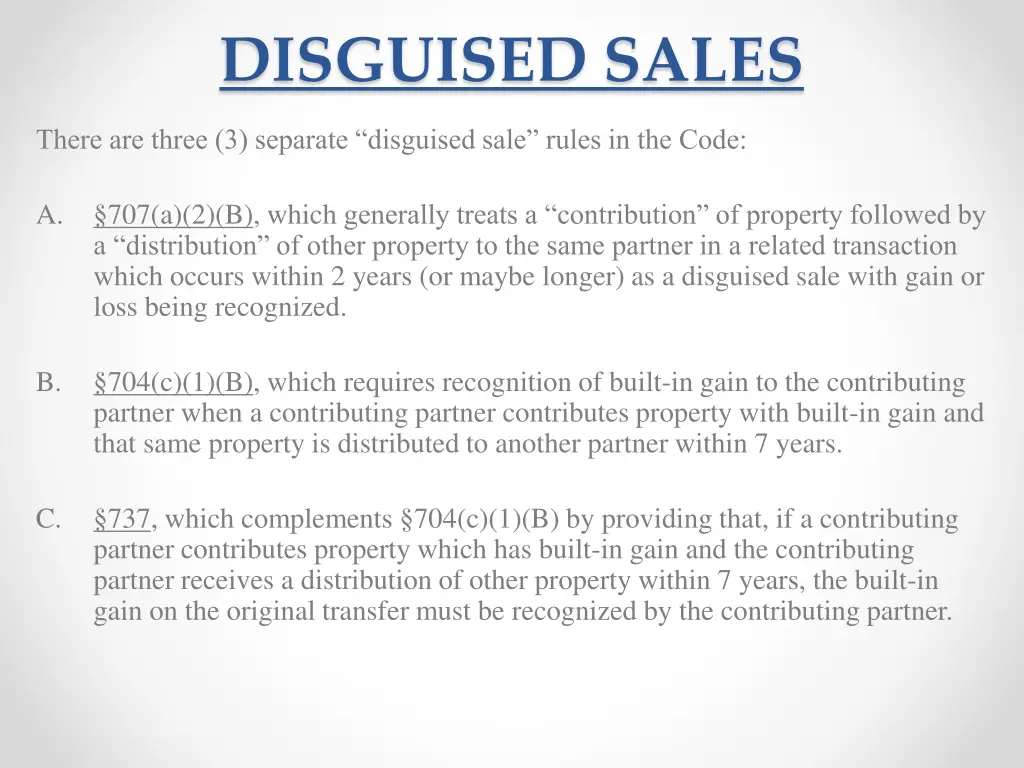 disguised sales