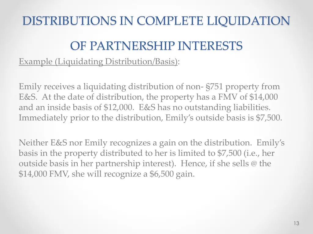 distributions in complete liquidation 1