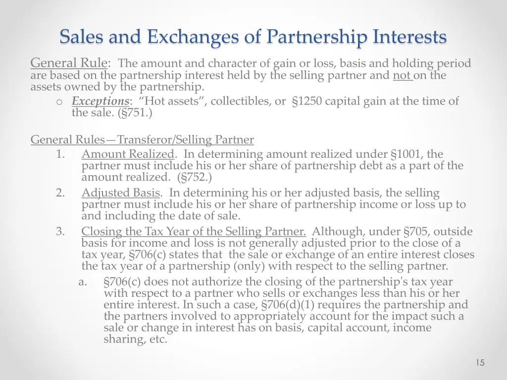 sales and exchanges of partnership interests