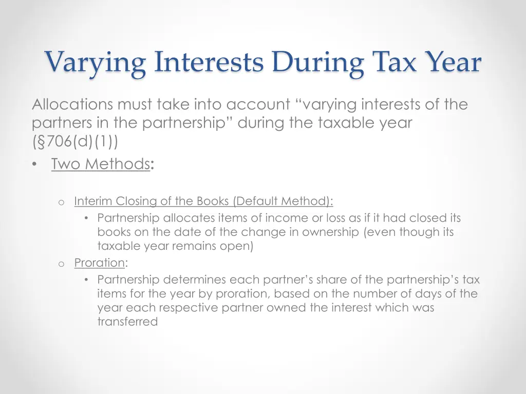 varying interests during tax year
