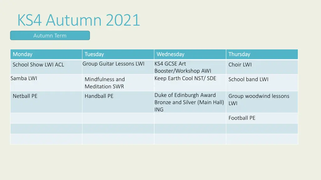 ks4 autumn 2021 autumn term