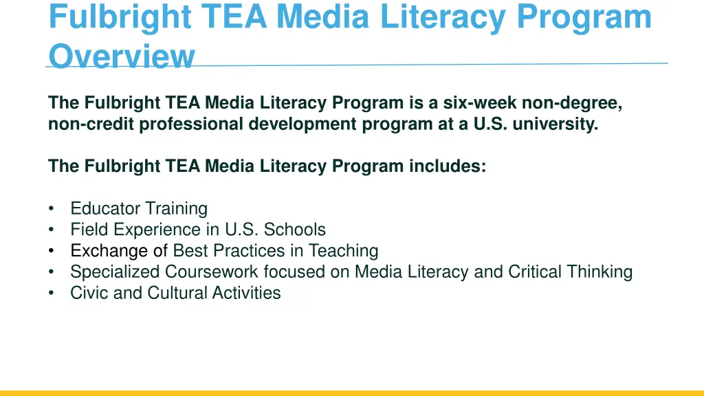 fulbright tea media literacy program overview