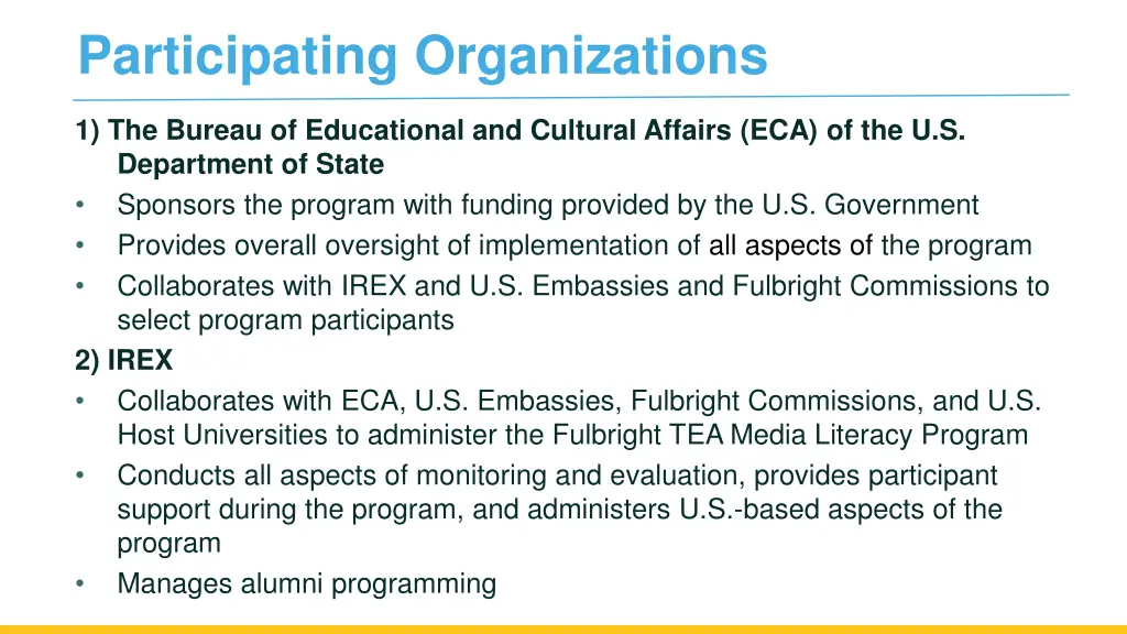 participating organizations