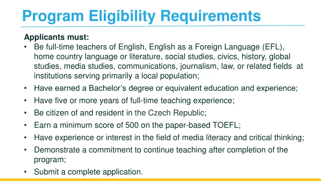 program eligibility requirements